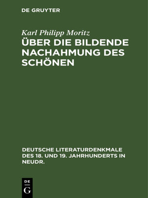 cover image of Über die Bildende Nachahmung des Schönen